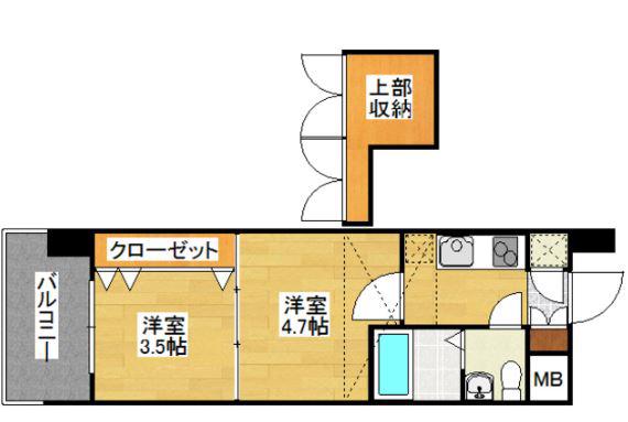 NO54 WES PROJECT博多駅南(2K/9階)の間取り写真