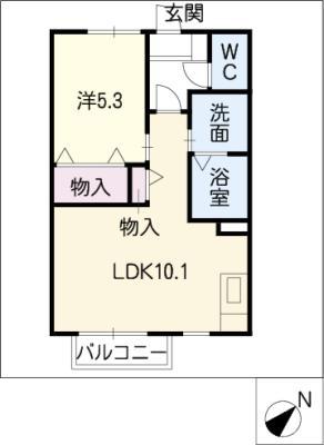 YUMI GRAN(1LDK/2階)の間取り写真