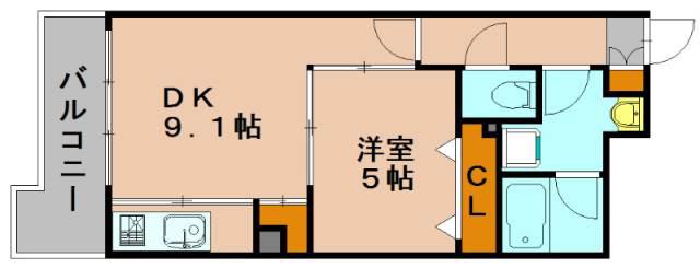 キルンズ博多駅南(1DK/10階)の間取り写真