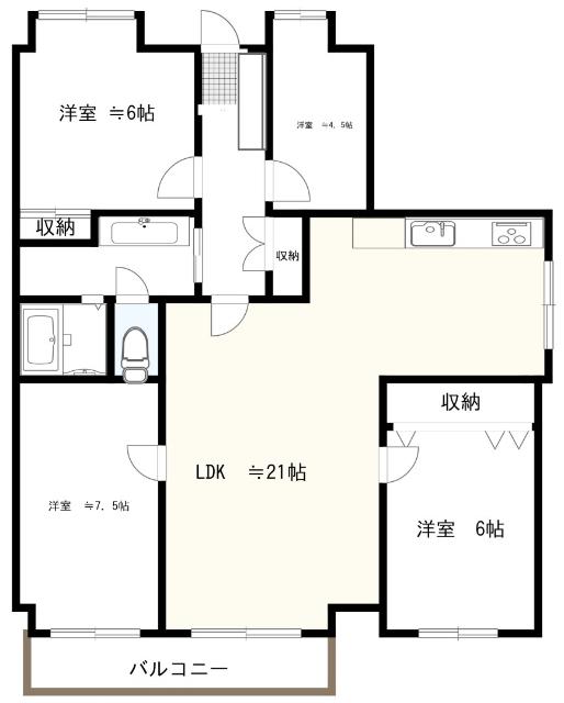 宮崎台プラザビル(4LDK/5階)の間取り写真