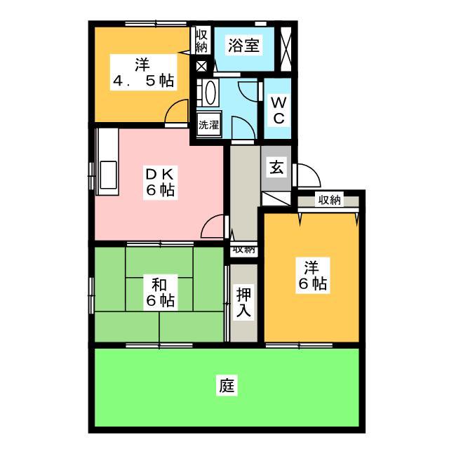 セントラル長松 A(3DK/1階)の間取り写真