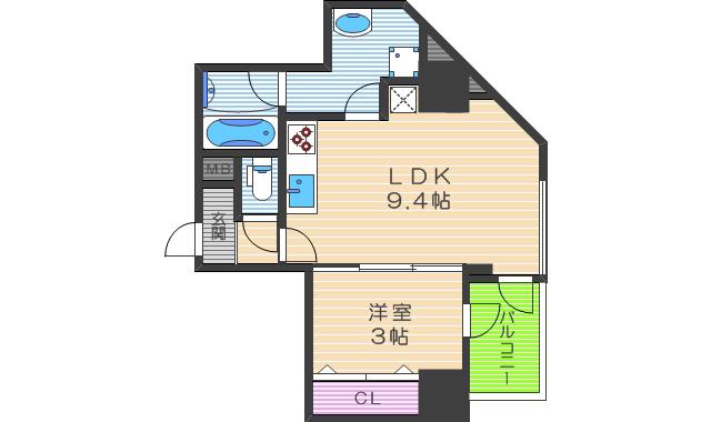 M.HILLS南森町(1LDK/5階)の間取り写真