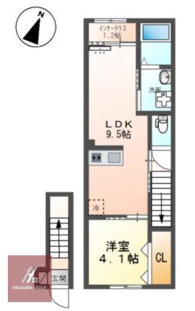 カステリーノ(1LDK/2階)の間取り写真