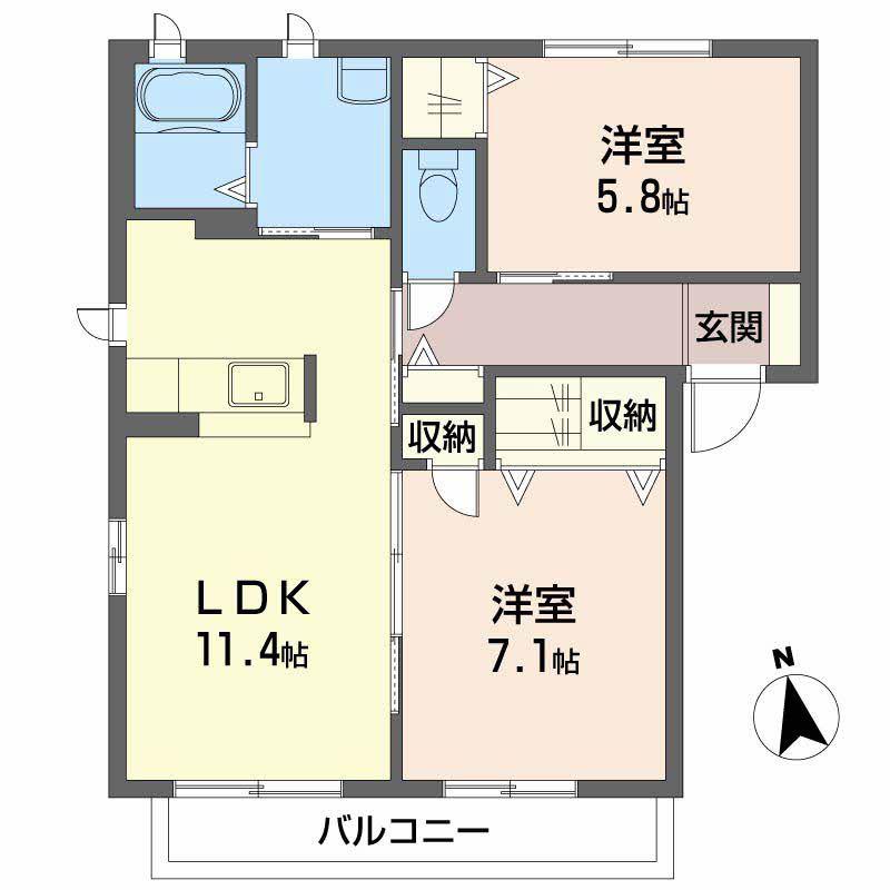 グランメール22(2LDK/2階)の間取り写真