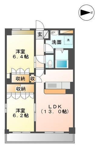 プラムコート(2LDK/2階)の間取り写真