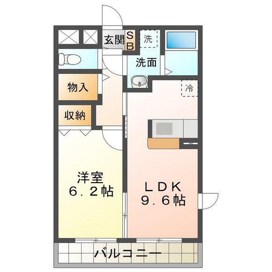 LA PERLE(1LDK/2階)の間取り写真