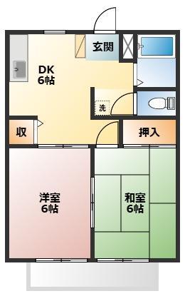 パナハイツ中央田原B(2DK/2階)の間取り写真