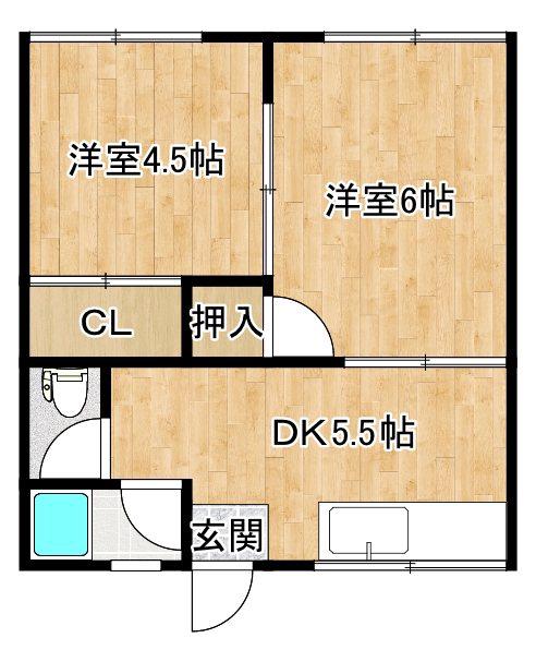 ちとせ荘(2DK/1階)の間取り写真
