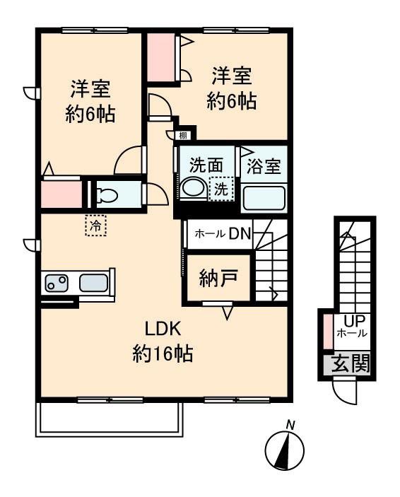 PRIMAVERA I(2SLDK/2階)の間取り写真
