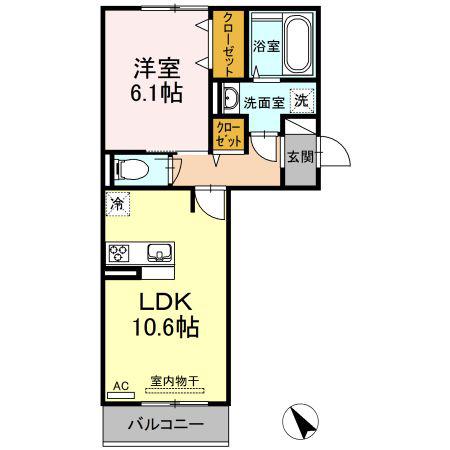 イオメール折尾 A棟(1LDK/3階)の間取り写真