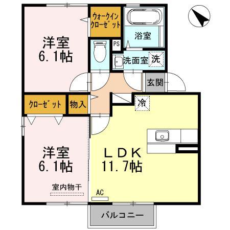 エボルシオン(2LDK/2階)の間取り写真