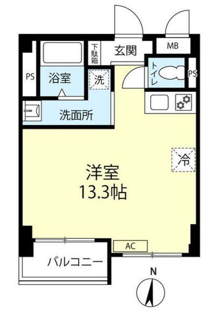 ラクレイス南品川(ワンルーム/2階)の間取り写真