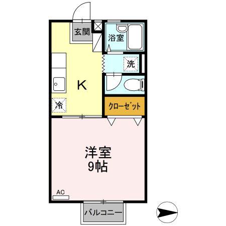 ドリームハイツB棟(1K/2階)の間取り写真