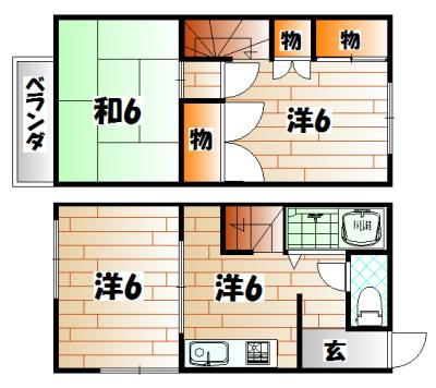 柳井メゾネット(3DK/1階)の間取り写真