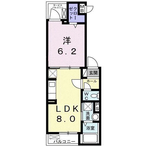 コート ド レシェ(1LDK/2階)の間取り写真