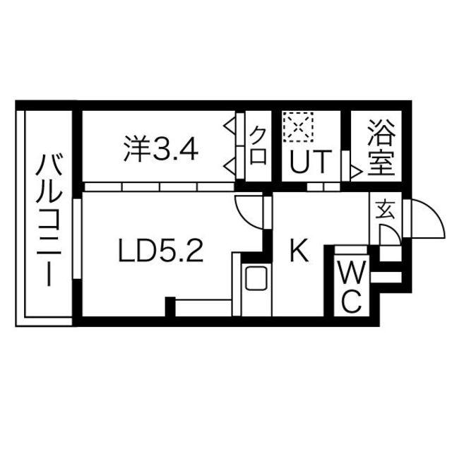 ジーイーシス(1LDK/1階)の間取り写真