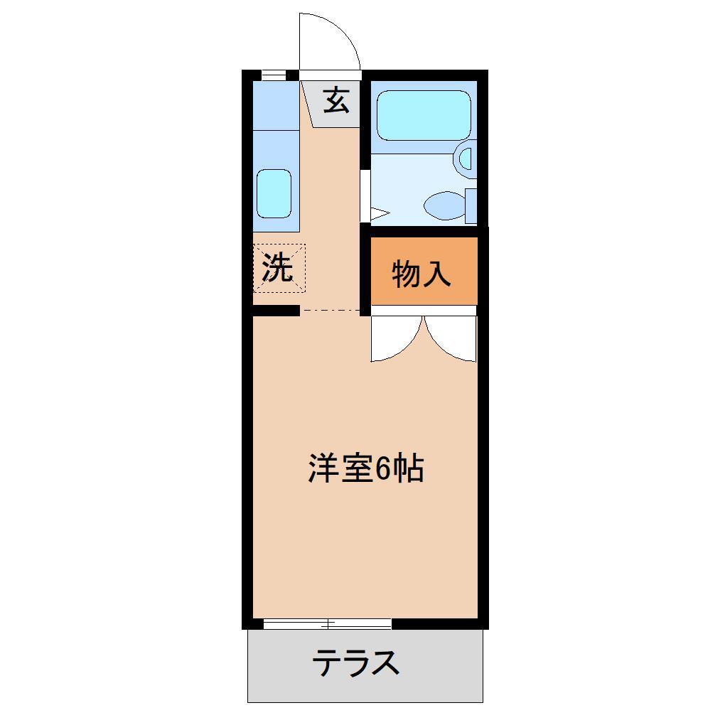 スカイエンジュA(ワンルーム/1階)の間取り写真