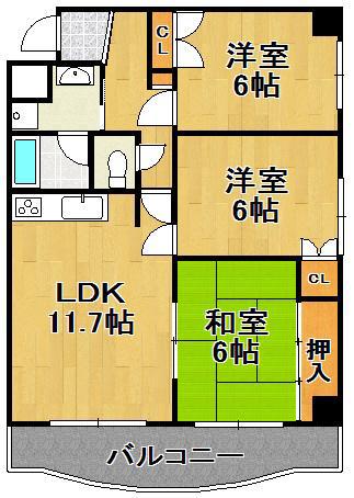 JPレジデンス(3LDK/5階)の間取り写真