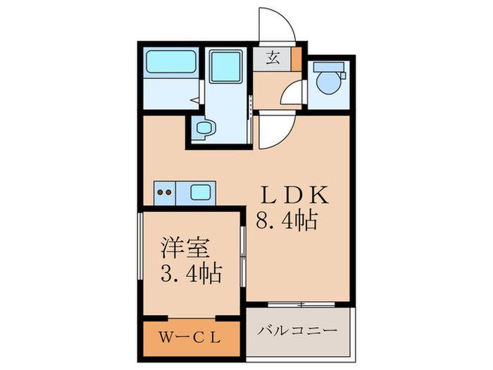 MKハイツ(1LDK/3階)の間取り写真