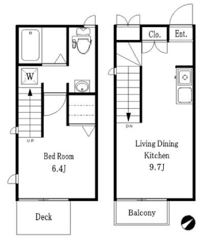 HALE TERRACE(1LDK/2階)の間取り写真