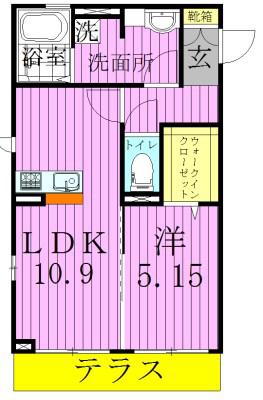 クレールⅧ(1LDK/1階)の間取り写真