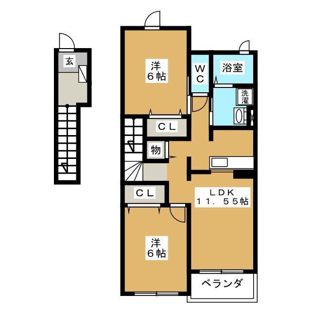 ブリッサA(2LDK/2階)の間取り写真