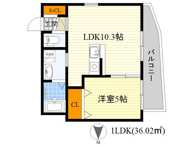 ベルフィオーレ鴫野(1LDK/3階)の間取り写真