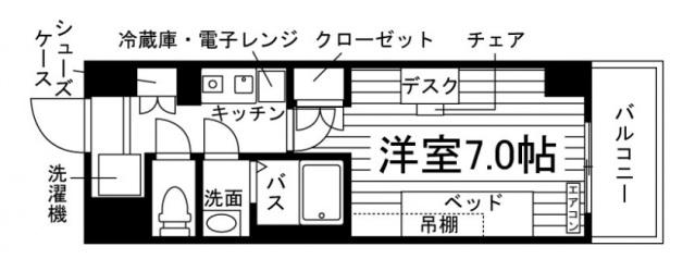 学生会館 エンブルエール浜松城北(1K/8階)の間取り写真