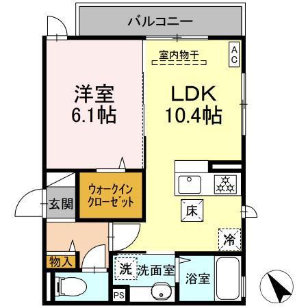 エイチアイレジデンス(1LDK/1階)の間取り写真