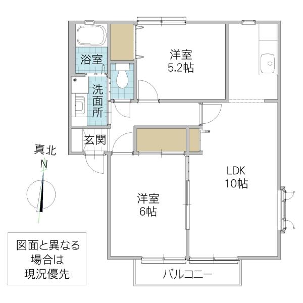 グランシャリオ D(2LDK/1階)の間取り写真