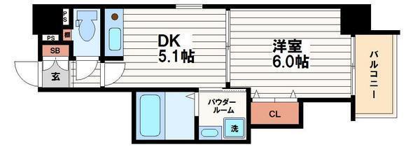リードエイジ北浜(1DK/11階)の間取り写真
