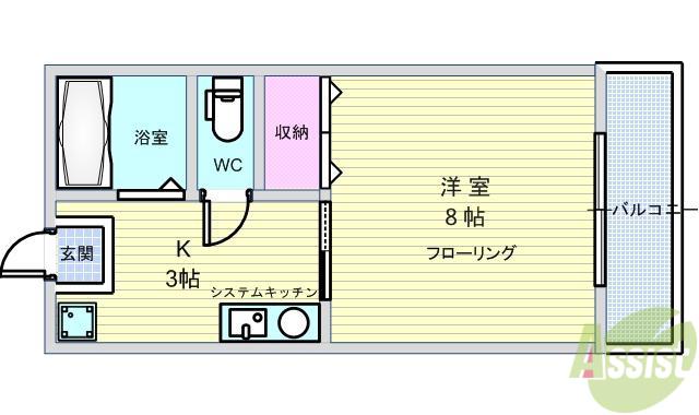 マンションアマティ(1K/2階)の間取り写真