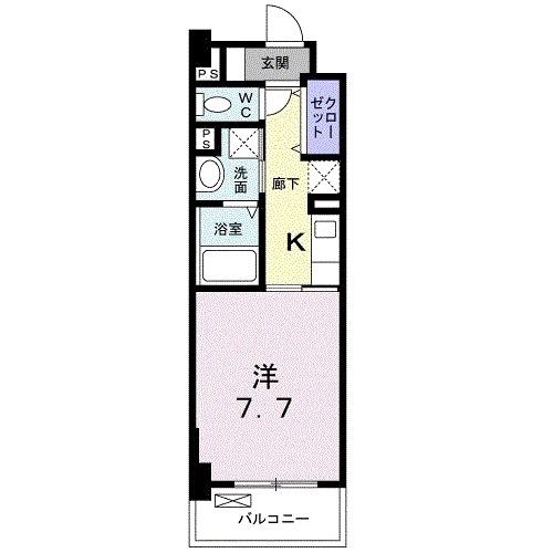 ミルト熊野(1K/2階)の間取り写真