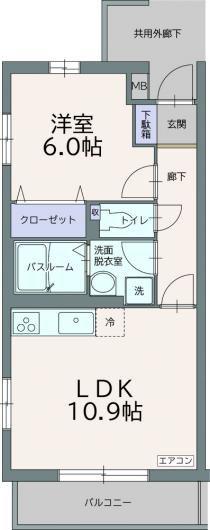 フィールドコートミルト(1LDK/4階)の間取り写真