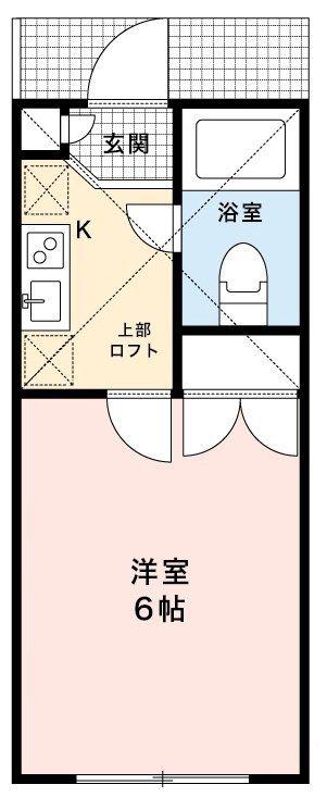 エレガンス山口(1K/2階)の間取り写真