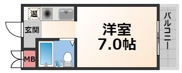 サンパレス布施(ワンルーム/2階)の間取り写真