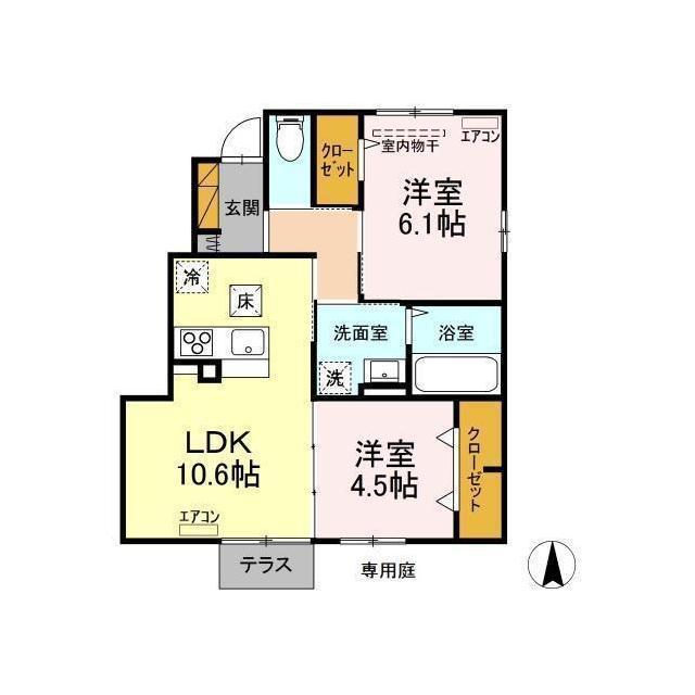 THE PARK FRONT(2LDK/1階)の間取り写真