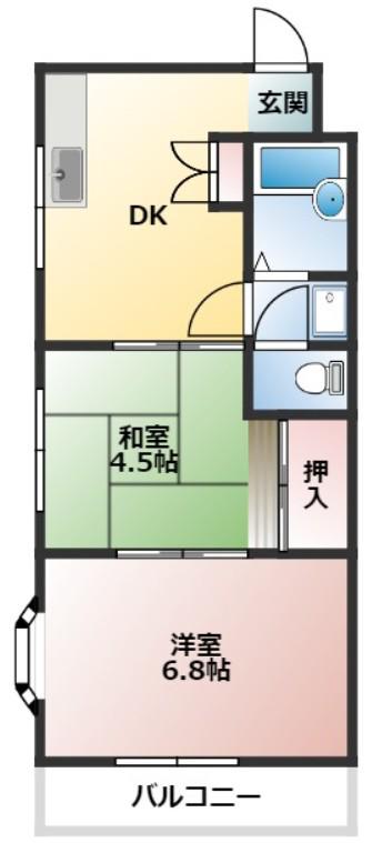 ロマリンダローズI(2DK/3階)の間取り写真