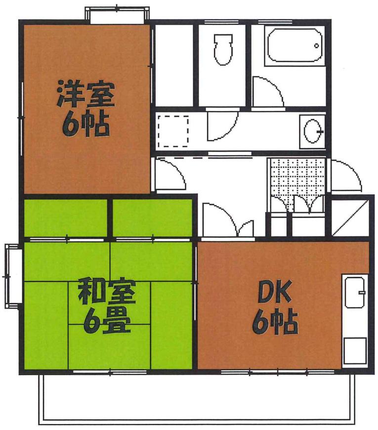ピュアライトヒルズ(2DK/1階)の間取り写真