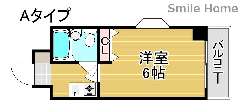 グリーンハイツ粉浜(1K/5階)の間取り写真