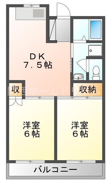フリーディオ大和田(2DK/3階)の間取り写真