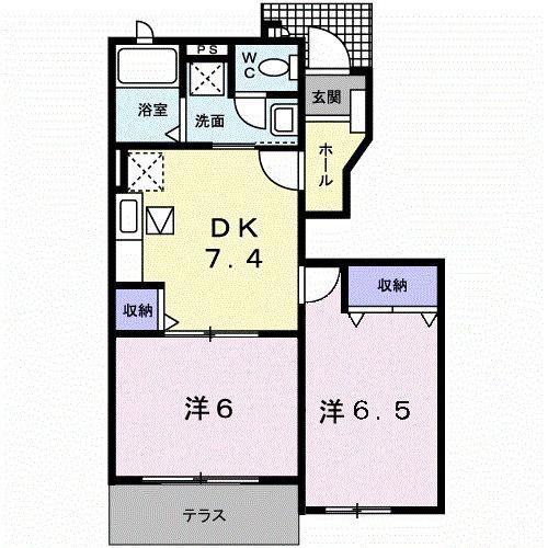 リバーシティA(2DK/1階)の間取り写真