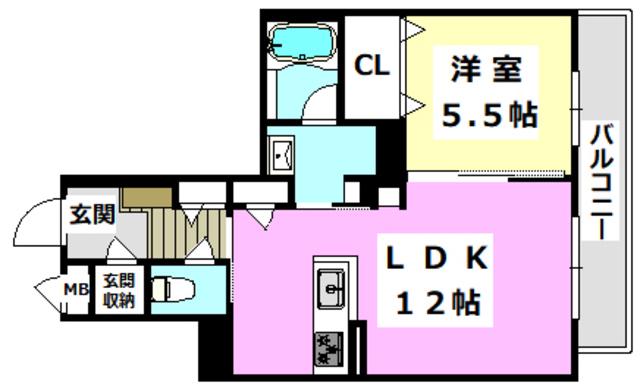 CASA DE SOLARE(1LDK/2階)の間取り写真