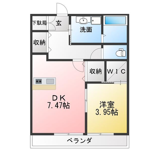 グリーンフォレスト那加門前(1DK/3階)の間取り写真