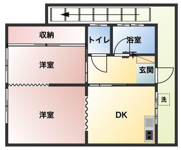 フォーサイト篠栗PETITVILLAGE(2DK/1階)の間取り写真