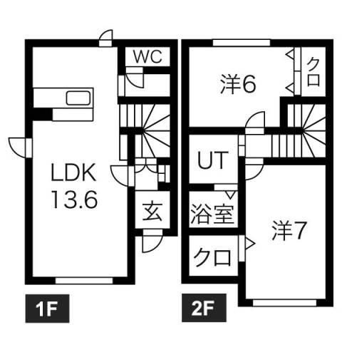 カトレアA(2LDK/1階)の間取り写真