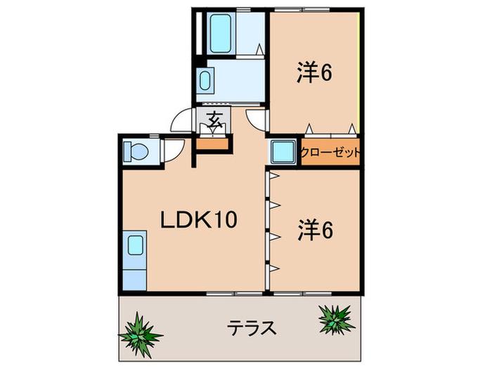 ドエル仁川(2LDK/1階)の間取り写真