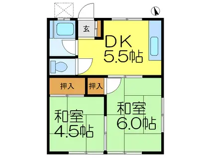 ハイツ鈴木(2K/2階)の間取り写真