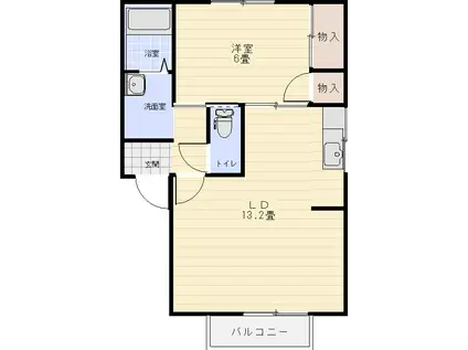 ラフィーネ茨島(1LDK/1階)の間取り写真