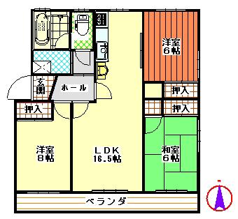 アヴェール.II(3LDK/2階)の間取り写真